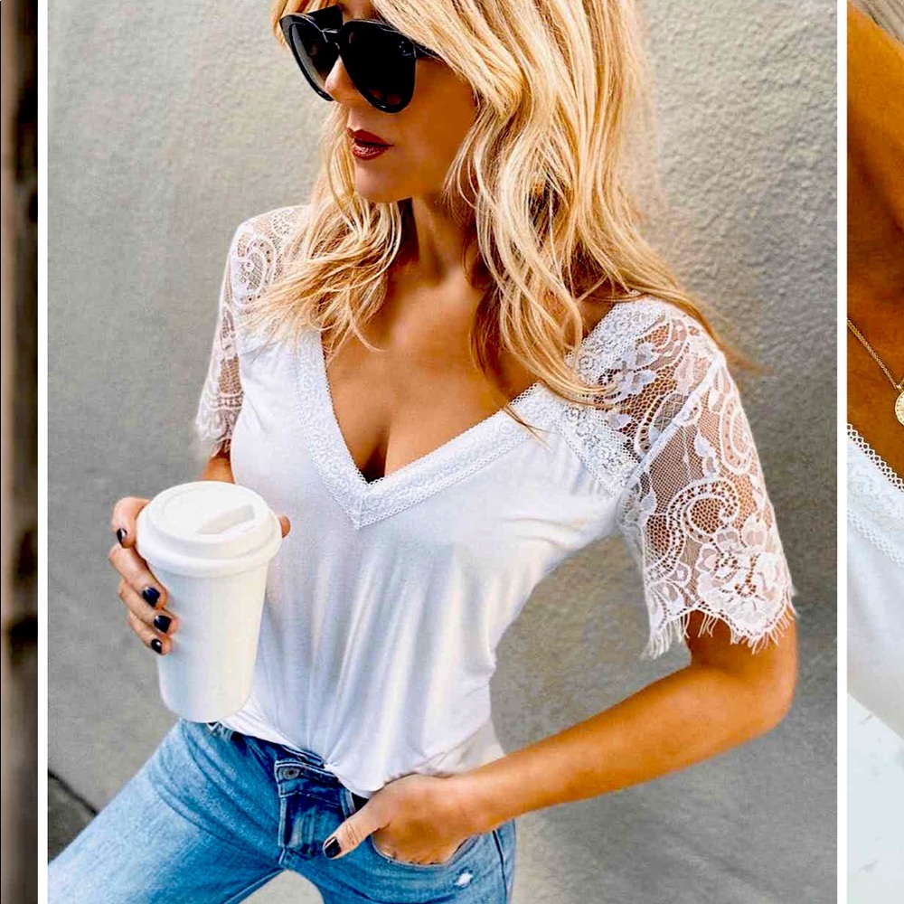 VICI SWEET SIDE LACE TOP - IVORY